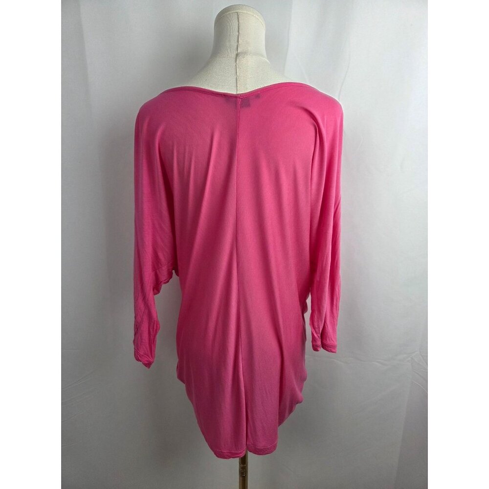 Vince Top Medium Rose Pink Dolman Sleeve Lightweight Knit Tiny Flaw Scoop Neck - Picture 3 of 11